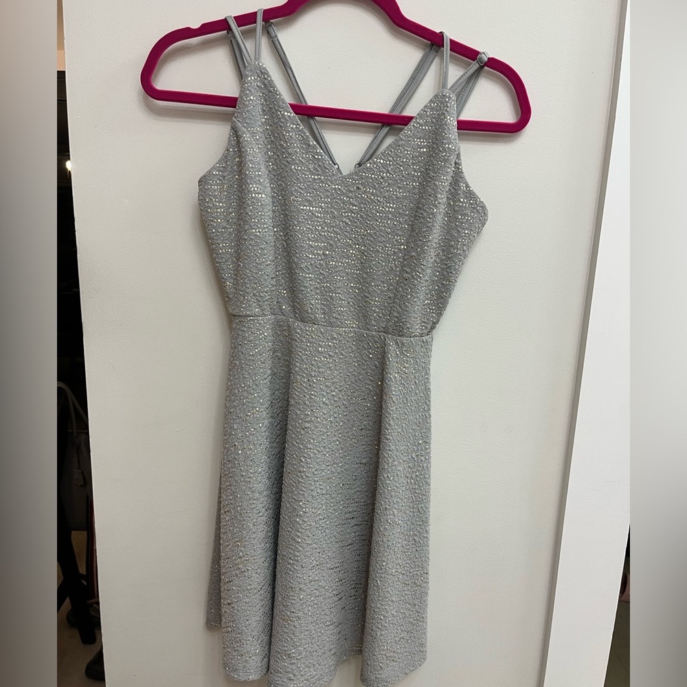 Altar’d State Mini Dress Gray with Metallic Gold